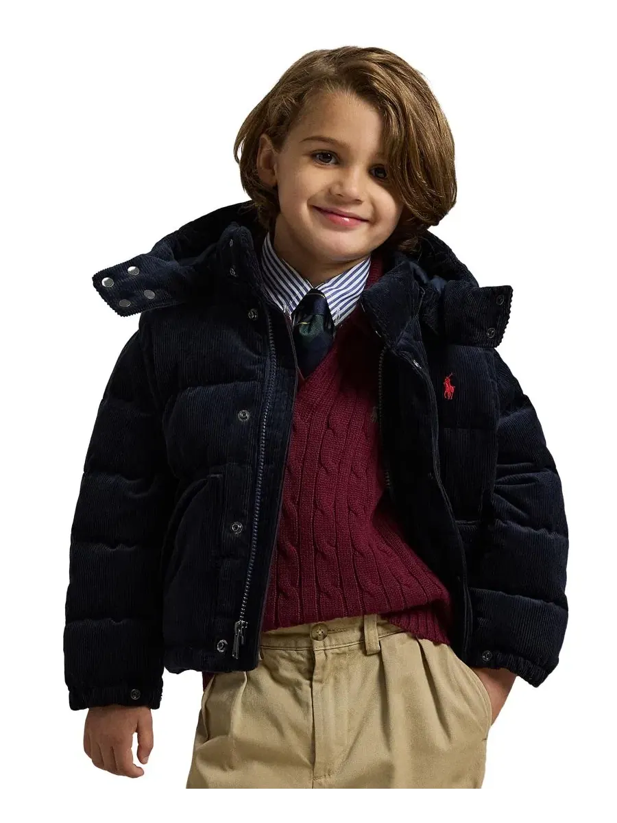 Куртка-трансформер из вельвета с капюшоном, на пуху Polo Ralph Lauren