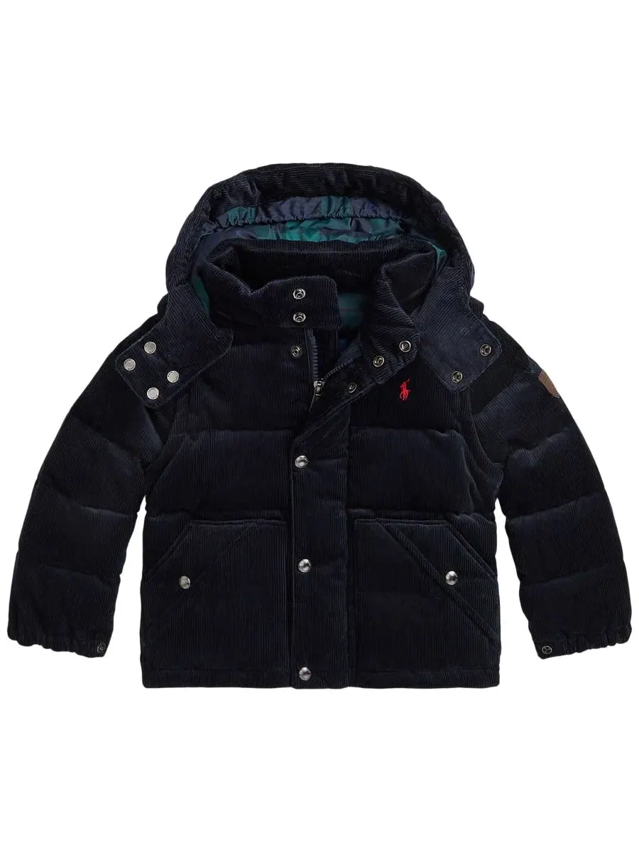Куртка-трансформер из вельвета с капюшоном, на пуху Polo Ralph Lauren — изображение 4 из 7, темно-синий