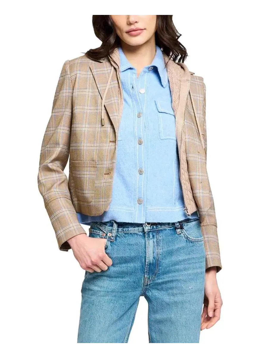 Жакет-блейзер укороченный с капюшоном Sienna Plaid Central Park West