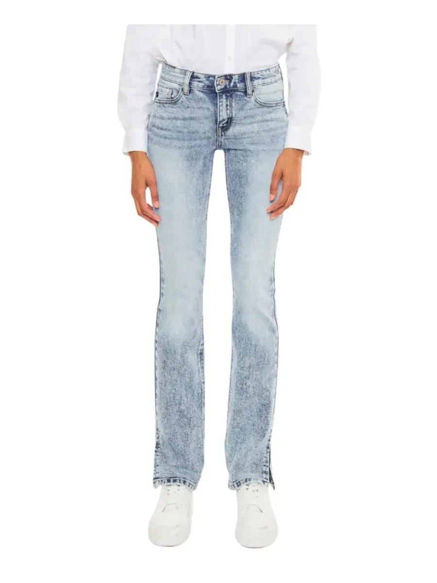 Джинсы клеш с разрезом, средняя посадка, Nadia Mid-Rise Y2K KanCan, Acid Wash