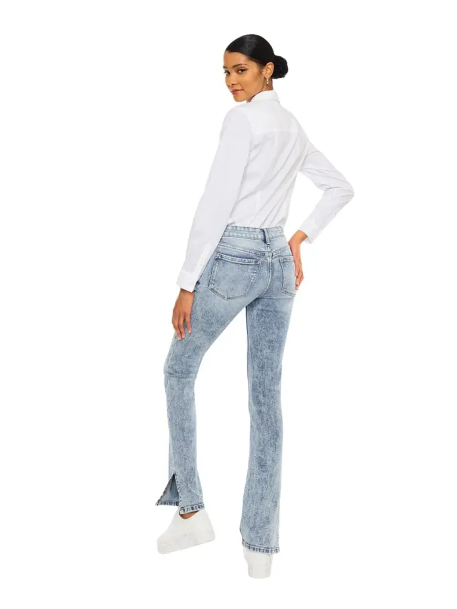Джинсы клеш с разрезом, средняя посадка, Nadia Mid-Rise Y2K KanCan, Acid Wash — изображение 2 из 5