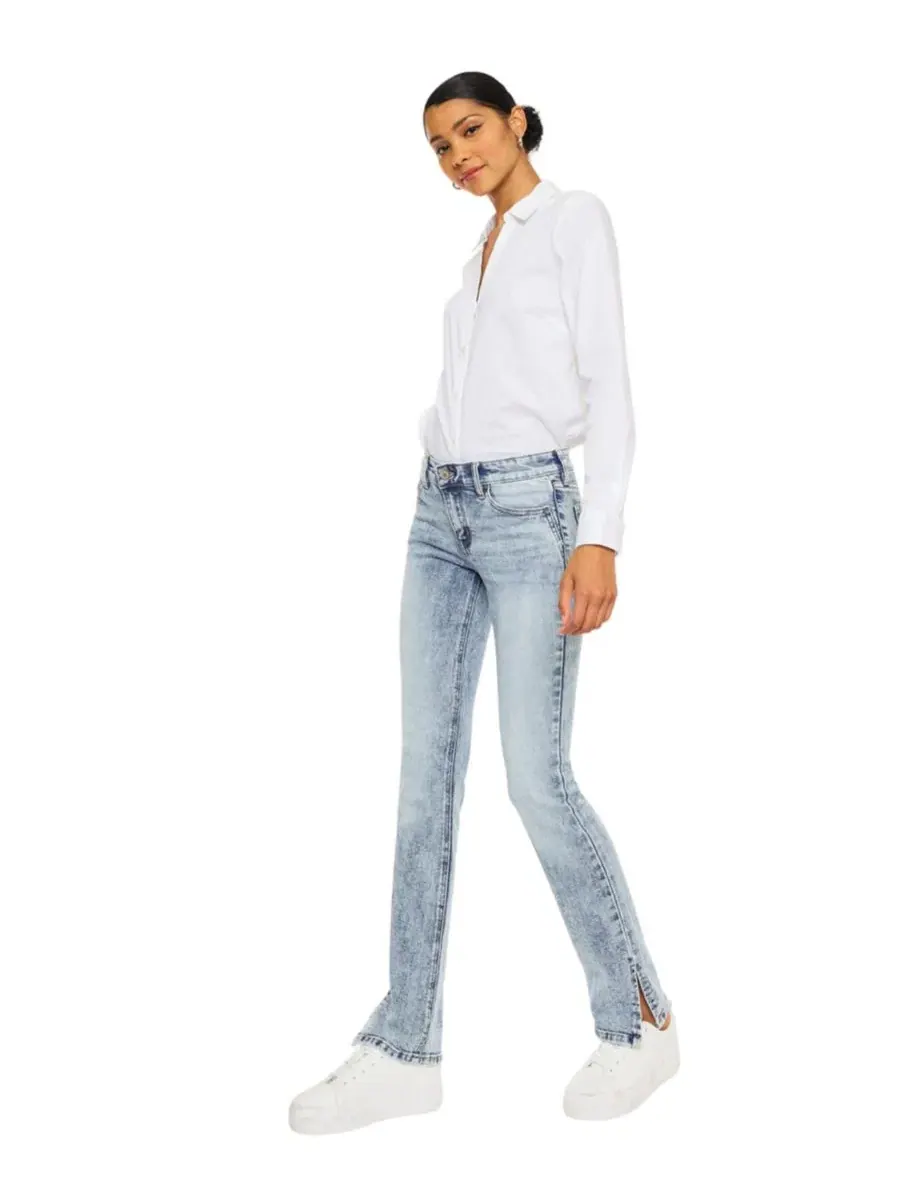 Джинсы клеш с разрезом, средняя посадка, Nadia Mid-Rise Y2K KanCan, Acid Wash — изображение 3 из 5