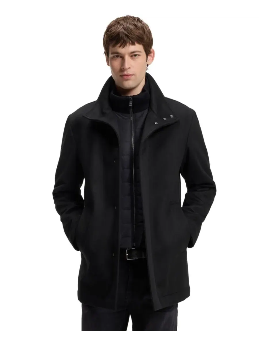 Пальто мужское классическое с воротником-стойкой Hugo Boss