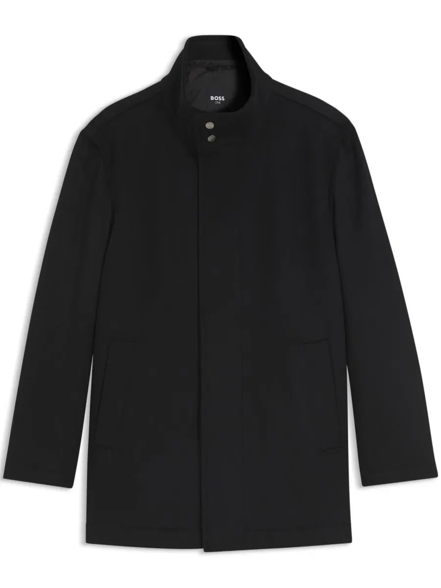 Пальто мужское классическое с воротником-стойкой Hugo Boss — изображение 2 из 6, черный