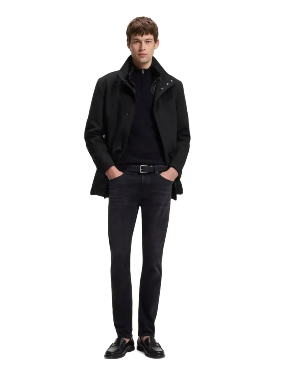 Пальто мужское классическое с воротником-стойкой Hugo Boss — изображение 4 из 6, черный