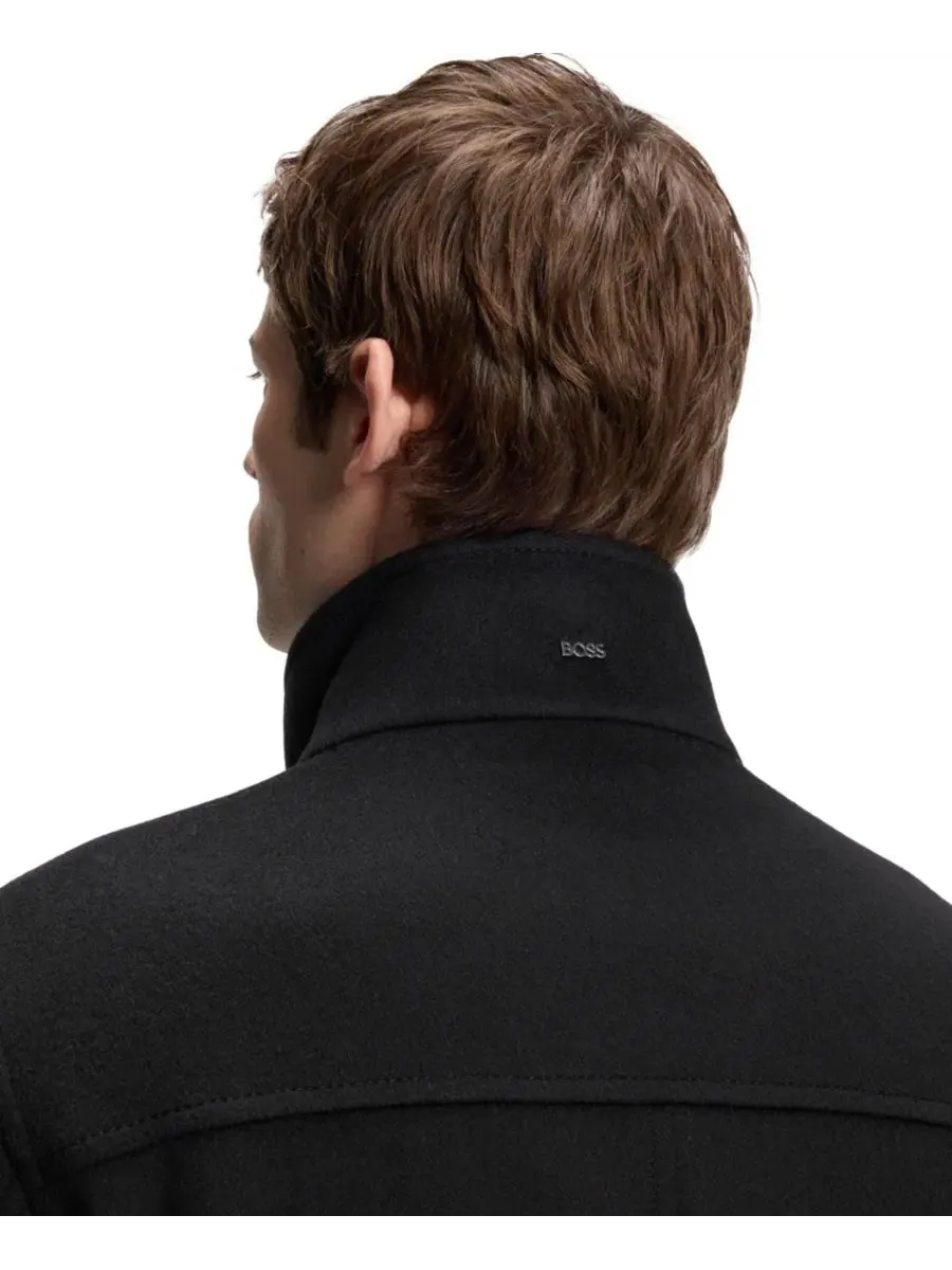 Пальто мужское классическое с воротником-стойкой Hugo Boss — изображение 6 из 6, черный