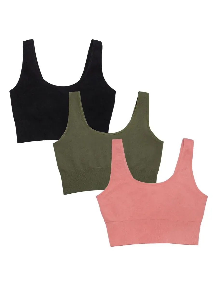 Комплект из 3 бюстгальтеров-бралетт без швов 360 Stretch Seamless Comfort Longline Fruit of The Loom — черный