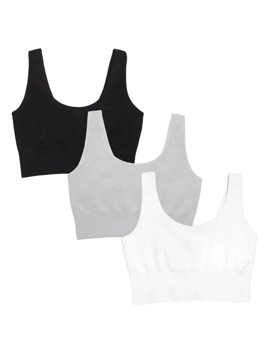 Комплект бюстгальтеров-бралетт с длинной линией 3 шт, модель 360 Stretch Seamless Comfort Longline — серый