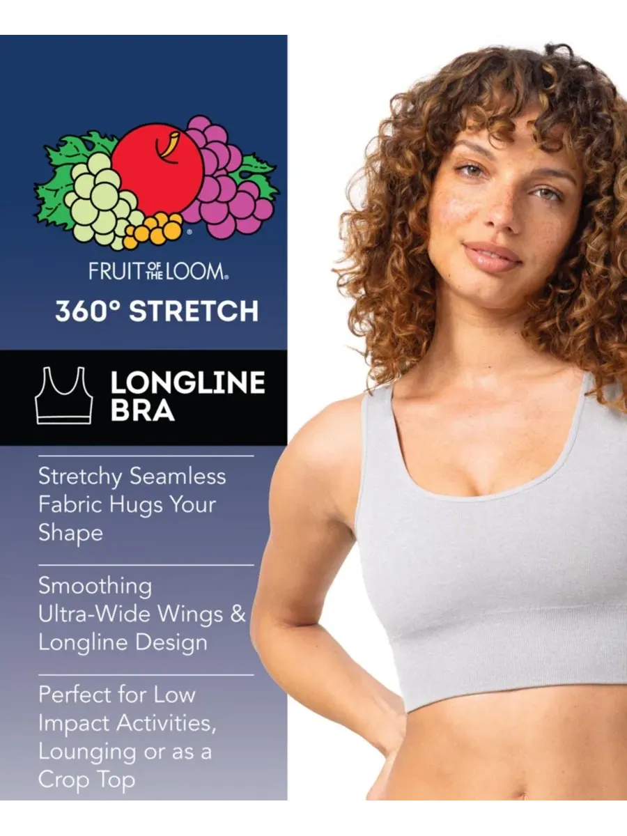Комплект из 3 бесшовных бюстгальтеров-лонглайн 360 Stretch Seamless Comfort Longline Bralette Fruit — изображение 5 из 5