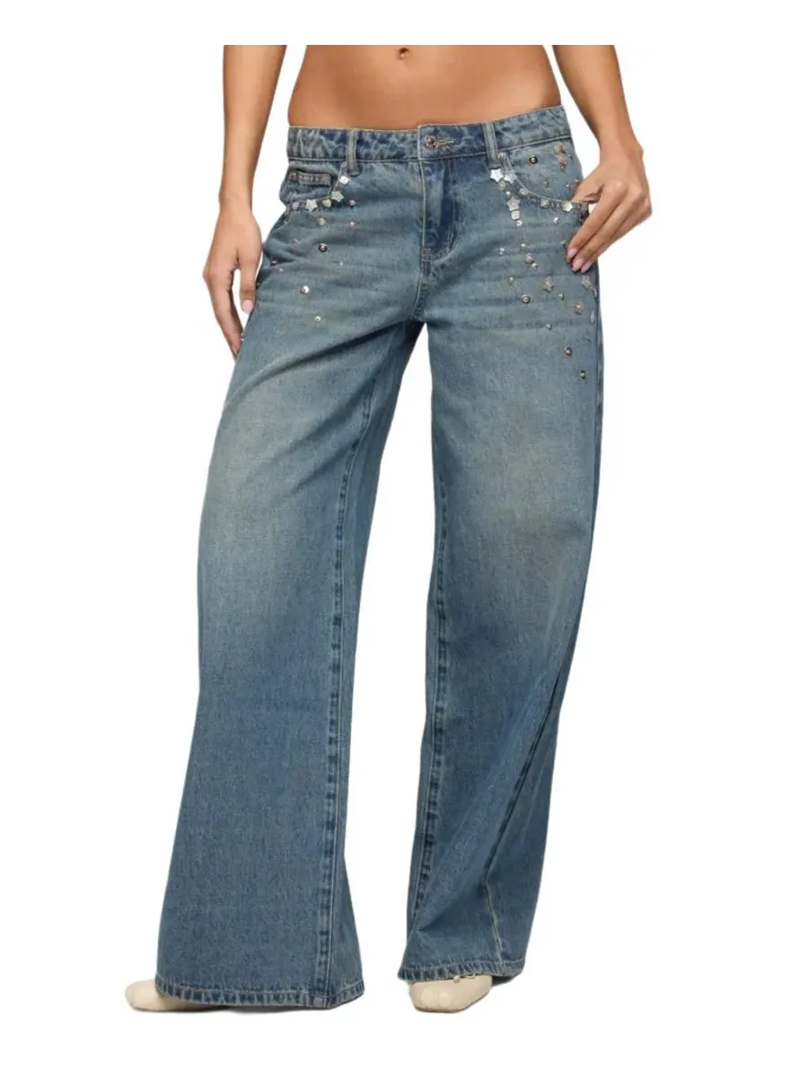 Джинсы свободного кроя с низкой посадкой Mahlia Button Edikted