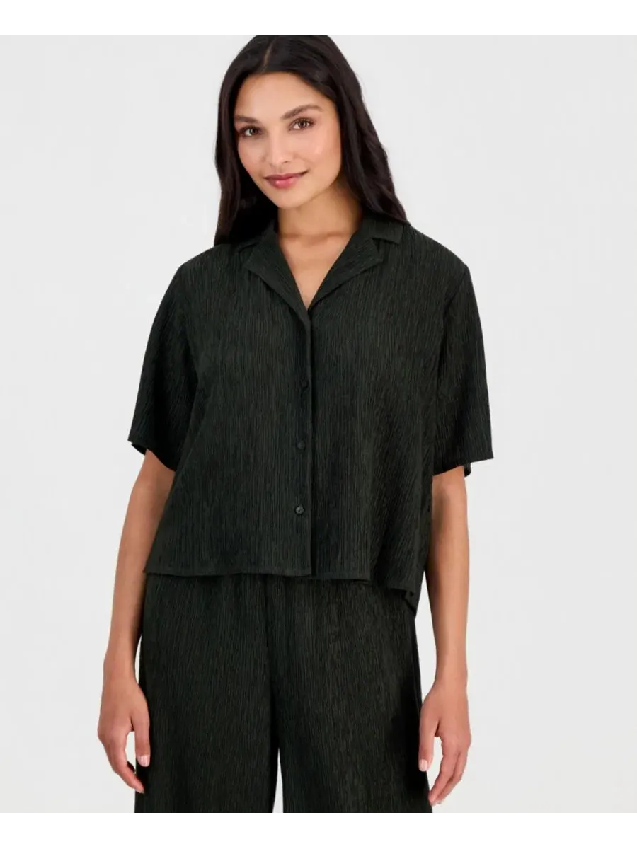 Блузка с воротником с вырезом и рукавом до локтя Eileen Fisher