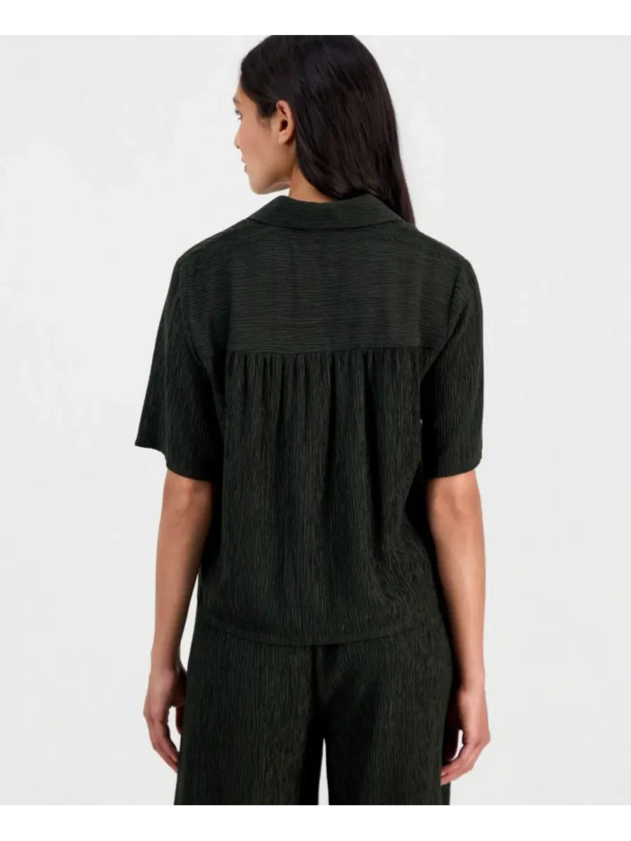 Блузка с воротником с вырезом и рукавом до локтя Eileen Fisher — изображение 2 из 4, водорослевый