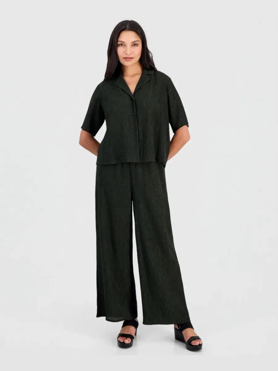 Блузка с воротником с вырезом и рукавом до локтя Eileen Fisher — изображение 3 из 4, водорослевый