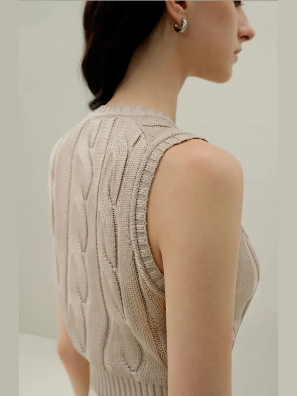 Топ укороченный с косами из тасса шелка LILYSILK — изображение 2 из 6, бежевый
