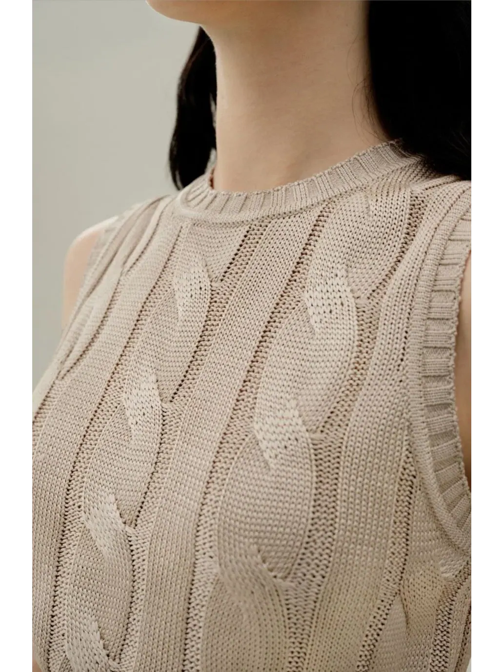Топ укороченный с косами из тасса шелка LILYSILK — изображение 3 из 6, бежевый