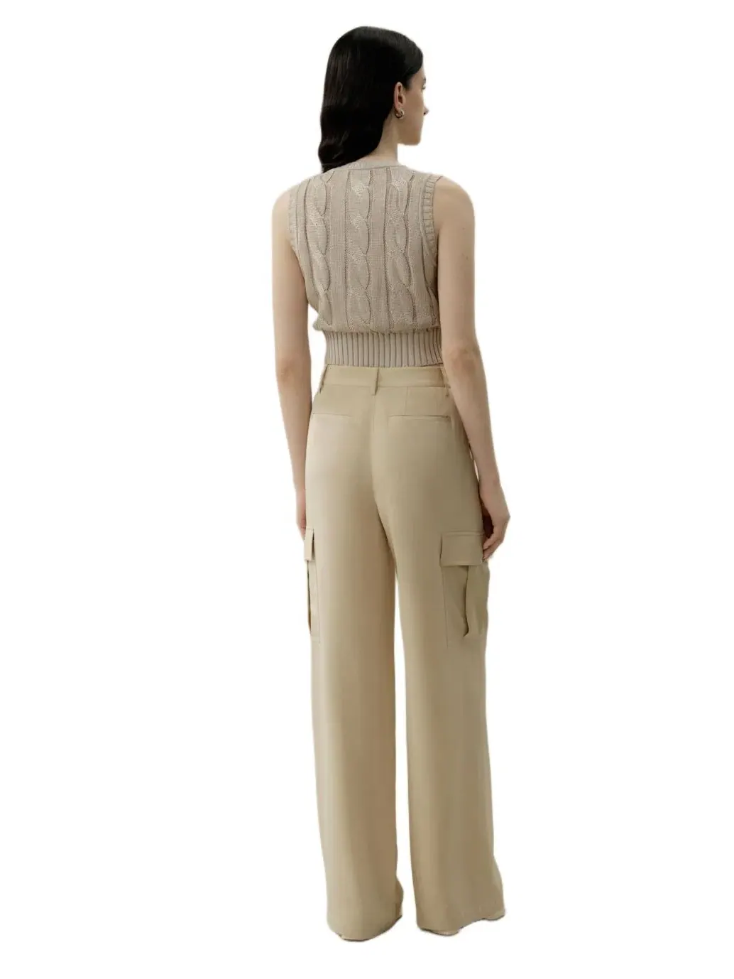 Топ укороченный с косами из тасса шелка LILYSILK — изображение 6 из 6, бежевый
