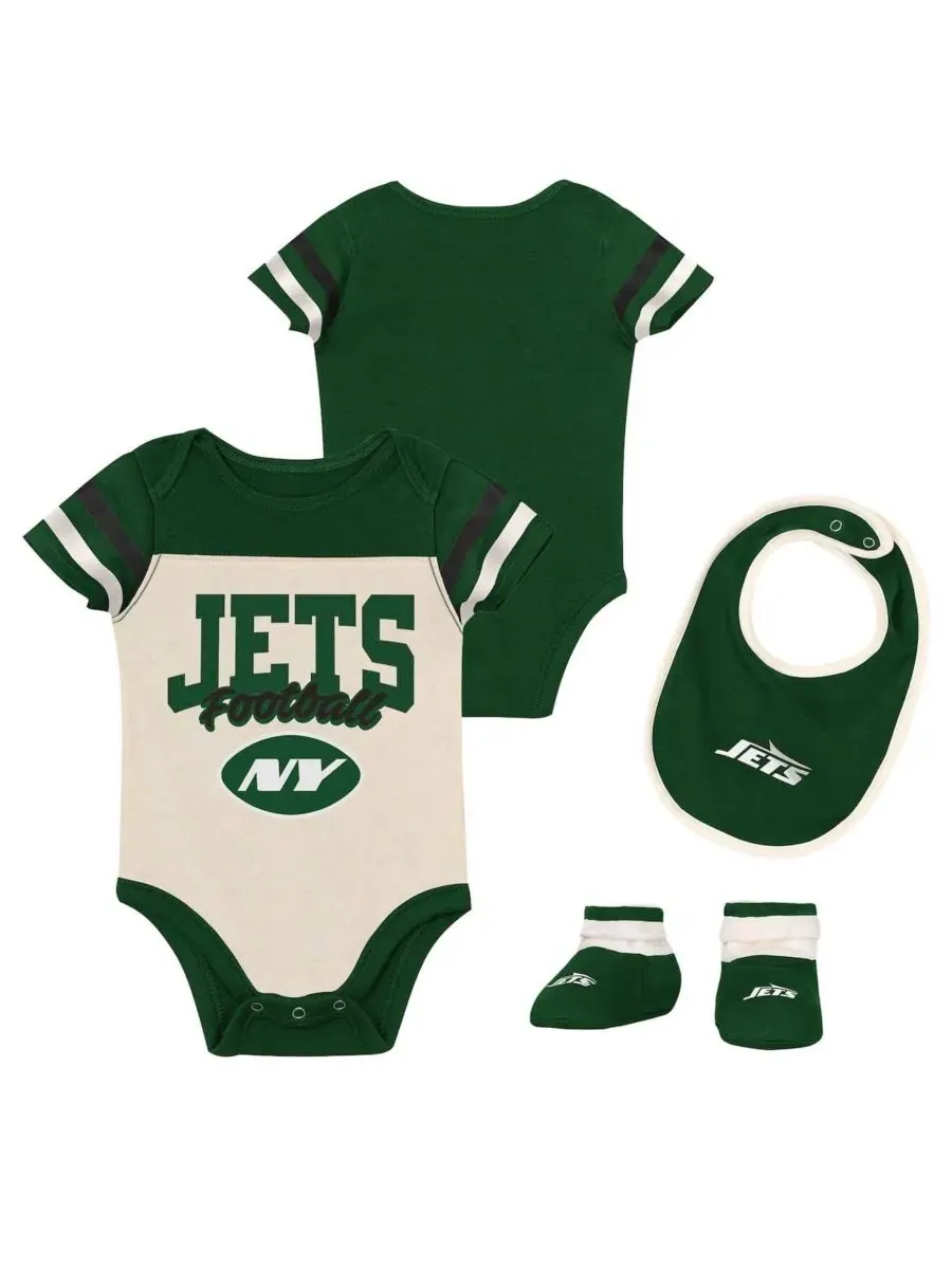 Комплект боди, слюнявчика и пинеток New York Jets Up One Outerstuff