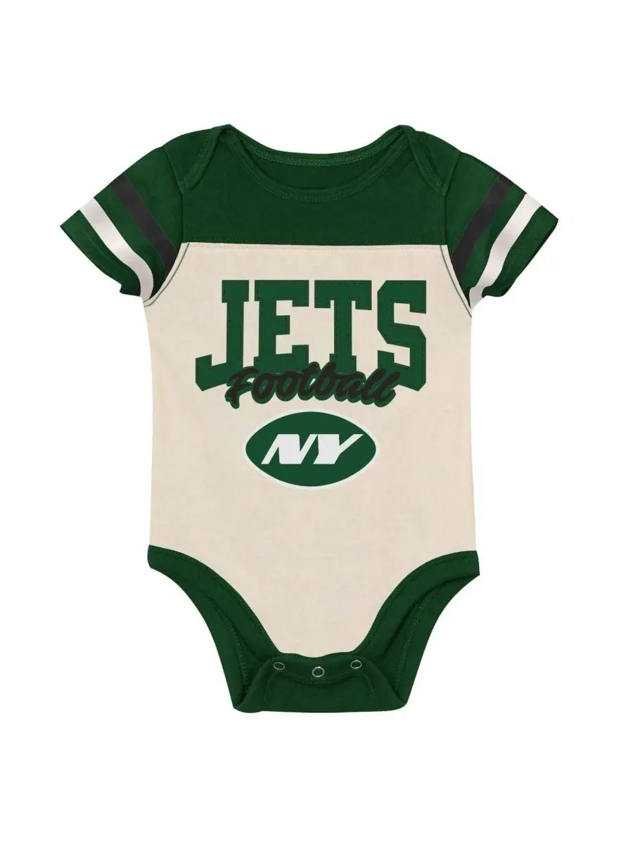 Комплект боди, слюнявчика и пинеток New York Jets Up One Outerstuff — изображение 5 из 5, кремовый зеленый