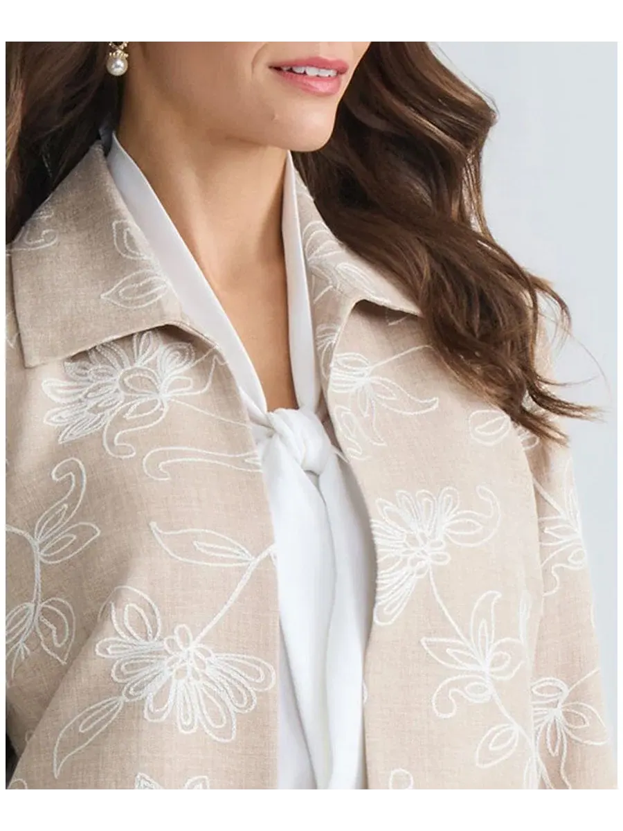 Жакет с вышивкой цветов Boxy Floral Embroidered Kasper — изображение 3 из 9, белый