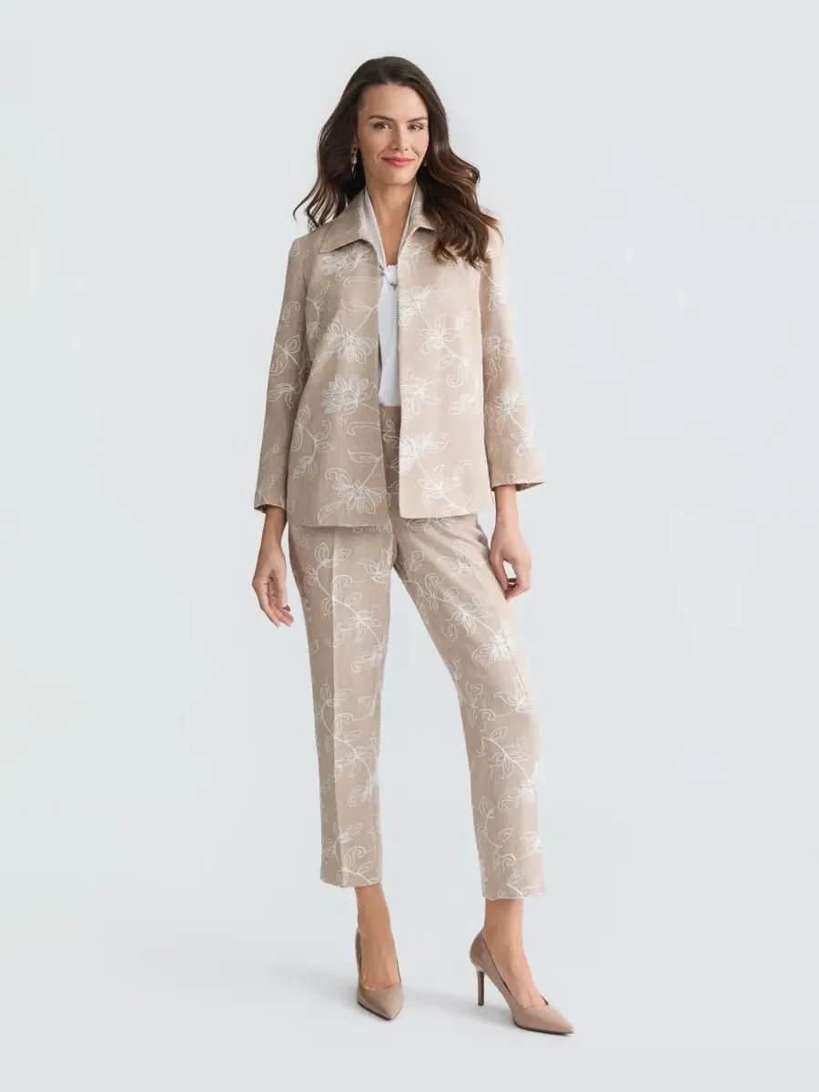 Жакет с вышивкой цветов Boxy Floral Embroidered Kasper — изображение 4 из 9, белый