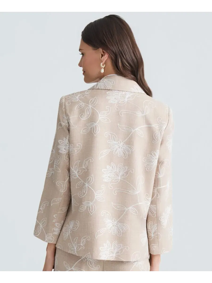 Жакет с вышивкой цветов Boxy Floral Embroidered Kasper — изображение 7 из 9, белый