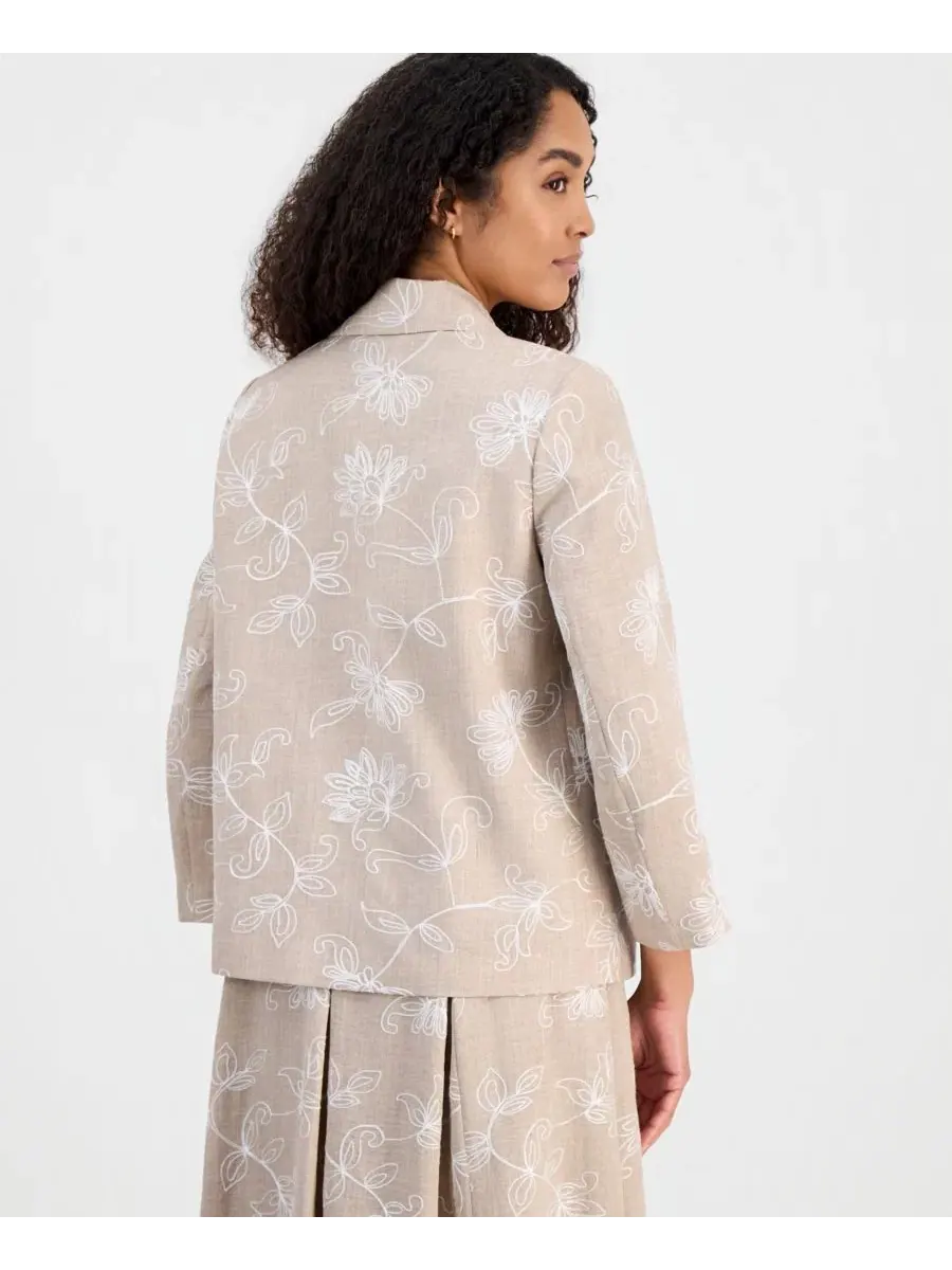 Жакет с вышивкой цветов Boxy Floral Embroidered Kasper — изображение 9 из 9, белый