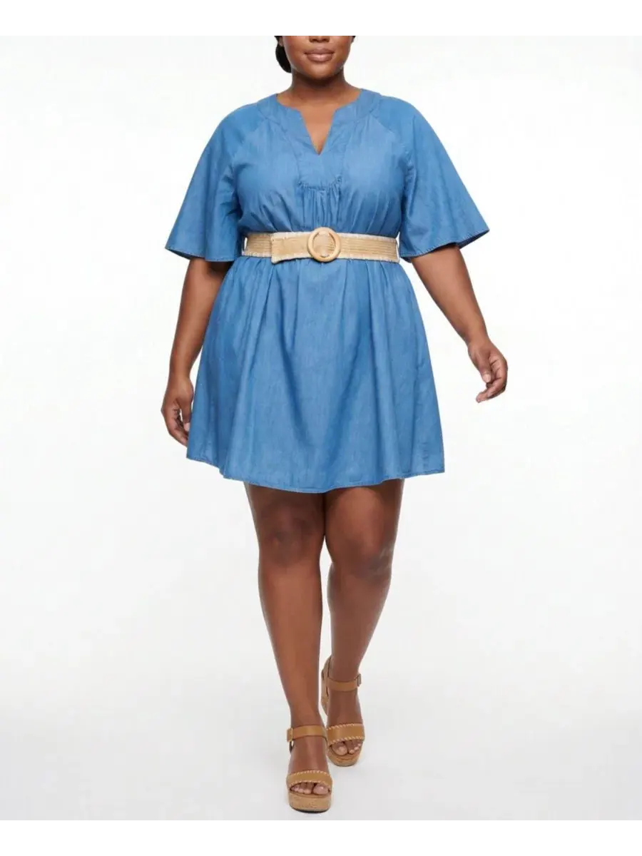 Платье-миди Belle Isle Chambray из хлопка Torrid — изображение 2 из 3, средняя отмывка