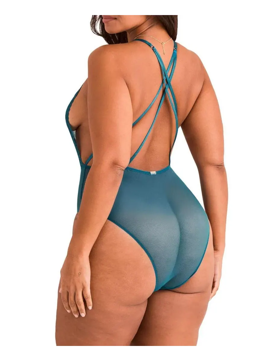Боди Talia с кружевом и сеткой, Plus Size Adore Me — изображение 3 из 4, синий