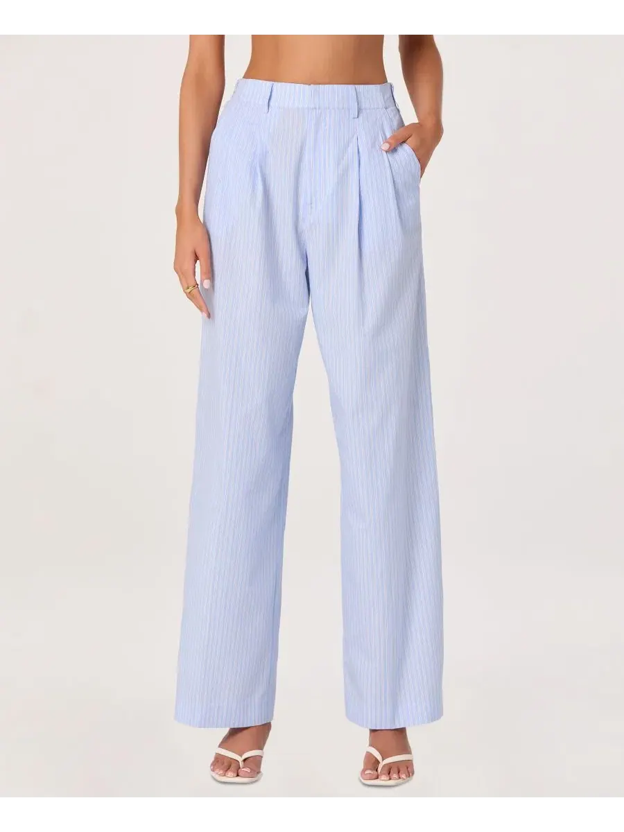 Брюки с высокой посадкой Neha Flared Blue Pinstripe ASTR the Label — синий
