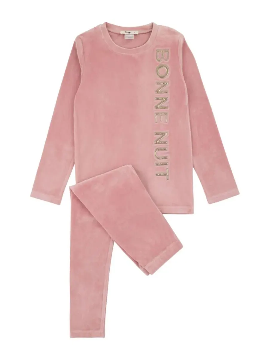 Комплект из велюра с объемными буквами Bonne Nuit NoggiWear — розовый