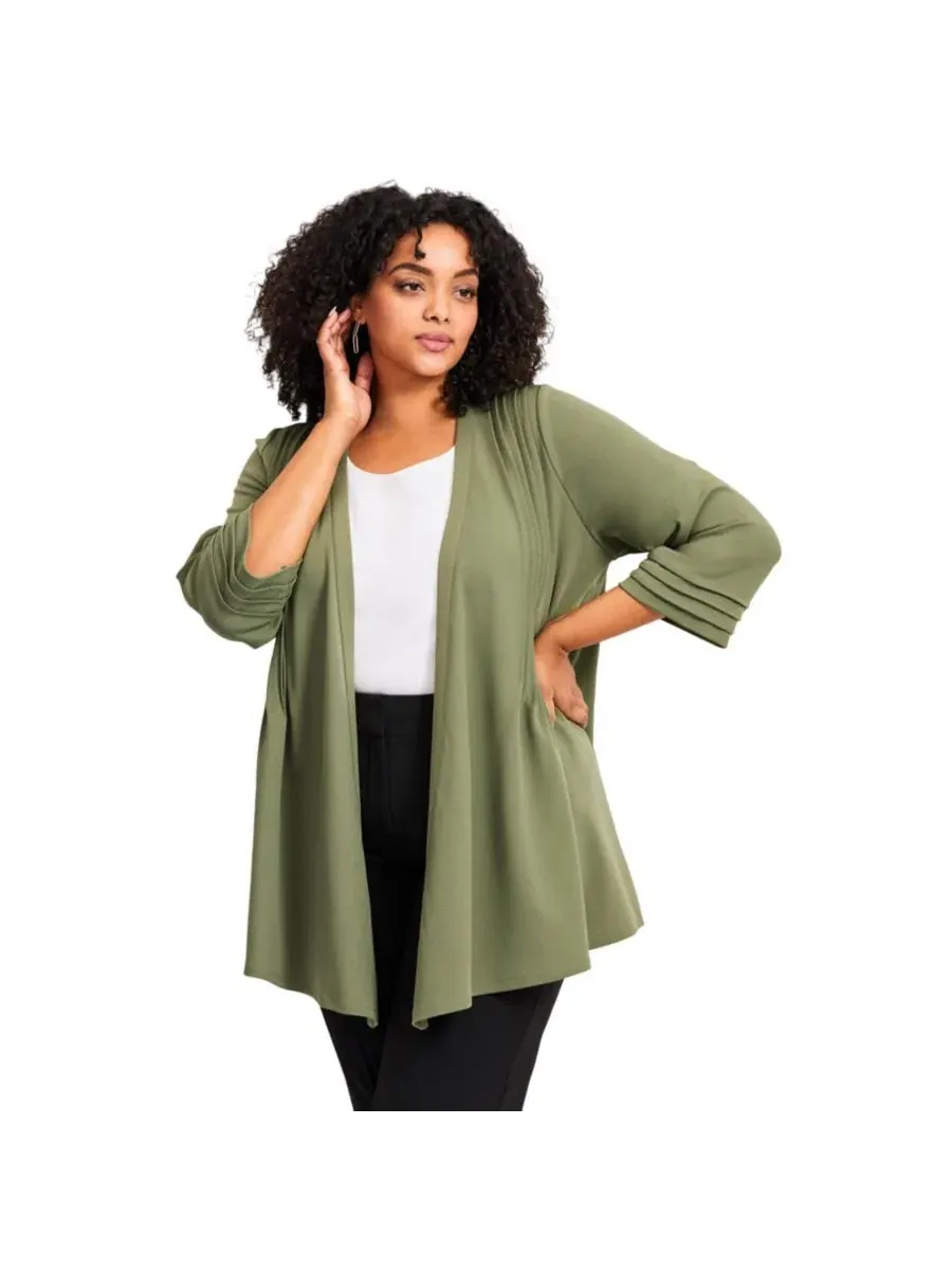 Жакет с открытым передом и рукавом 3/4 с драпировкой Plus Size Cascade AVENUE