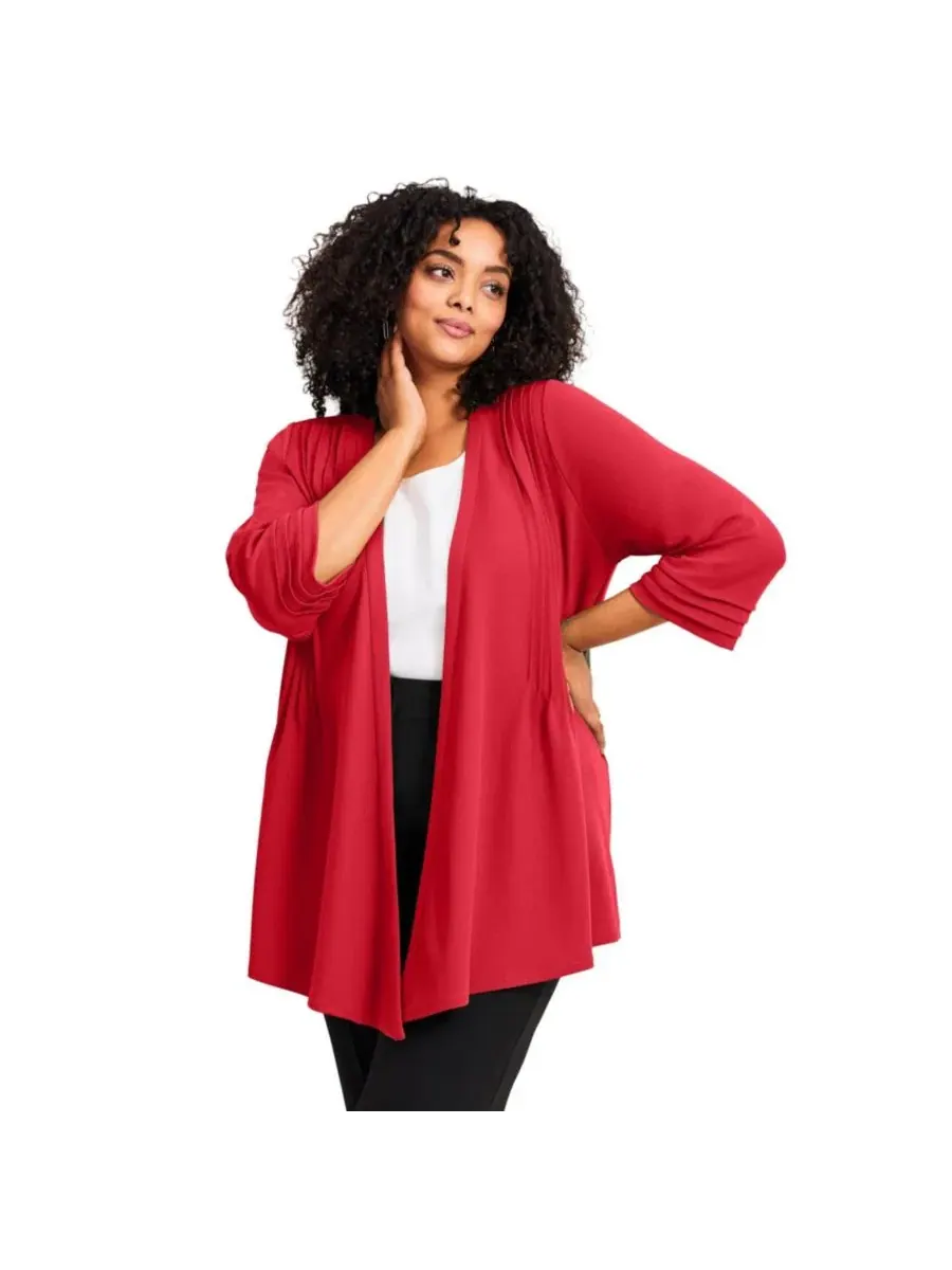Жакет с открытым передом, с рукавом 3/4, Plus Size Cascade AVENUE — изображение 1 из 3, красный