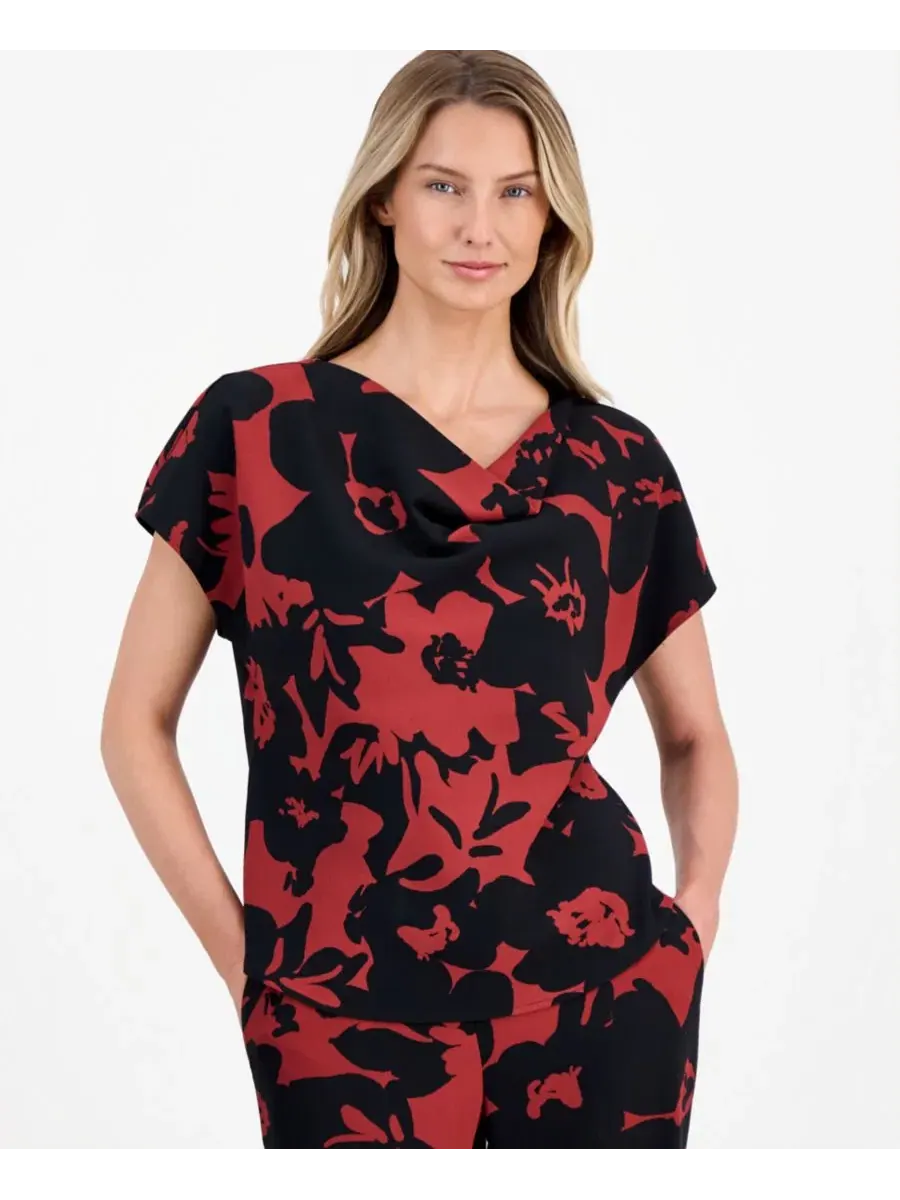 Блуза с драпировкой и коротким рукавом-долман Anne Klein