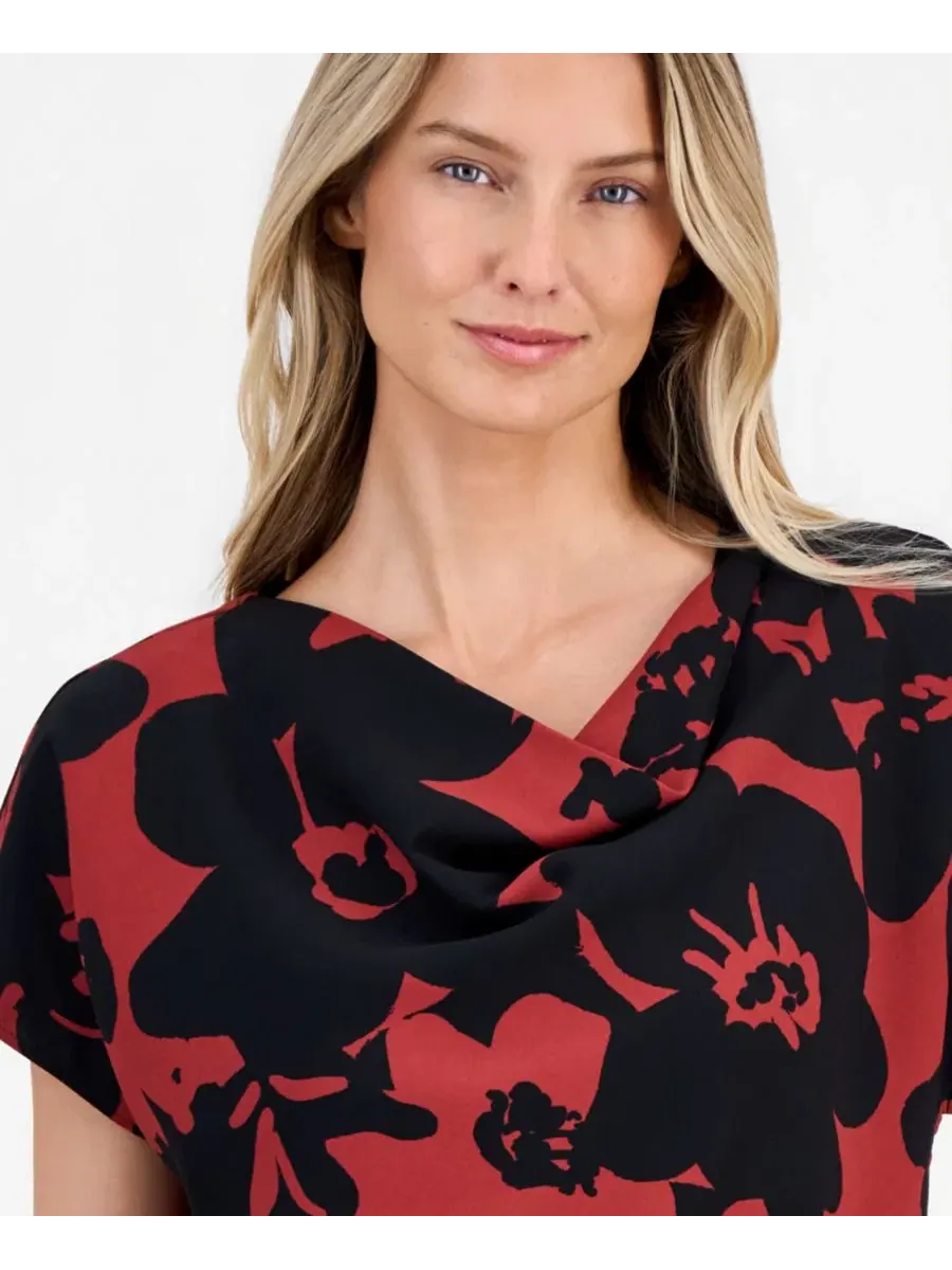Блуза с драпировкой и коротким рукавом-долман Anne Klein — изображение 3 из 4, черный