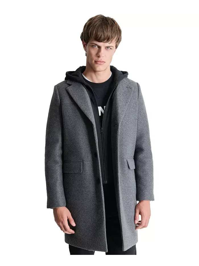 Мужское пальто с отстегивающимся капюшоном и лацканами Dkny