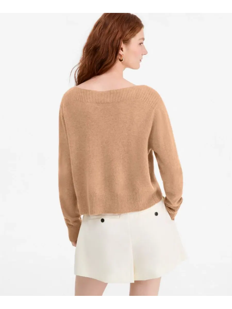 Женский свитер с лодочкой из 100% кашемира Charter Club, Heather Camel — изображение 3 из 6
