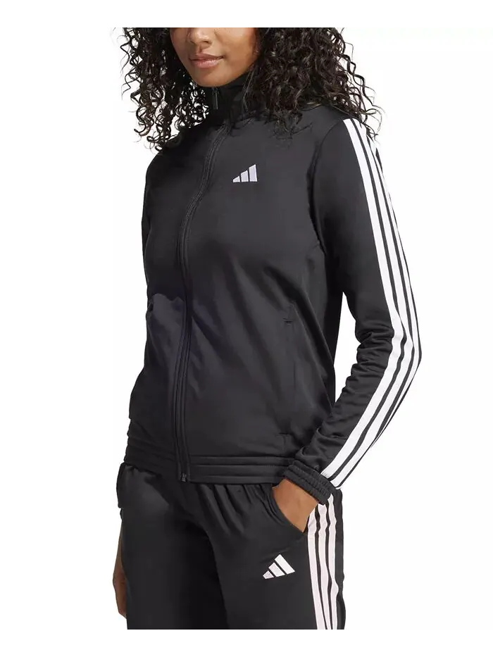 Женская трикотажная спортивная куртка с тремя полосками adidas — изображение 1 из 4, черный/белый