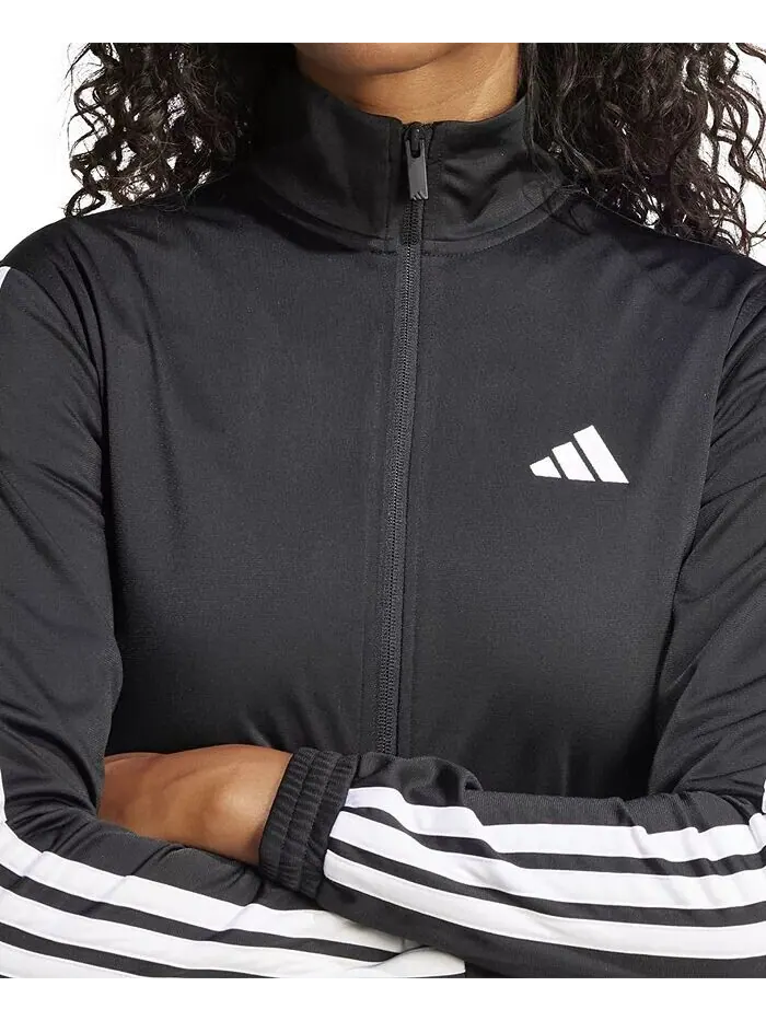 Женская трикотажная спортивная куртка с тремя полосками adidas — изображение 3 из 4, черный/белый