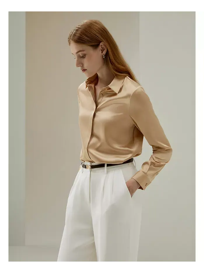 Женская шелковая рубашка Basic Concealed Placket LILYSILK