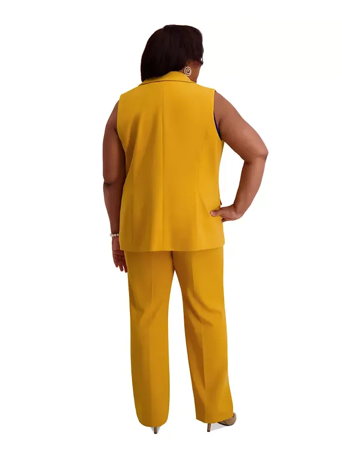 Жилет с вырезом и открытой передней частью Regular & Plus Sizes Kasper — изображение 4 из 4, золотистый