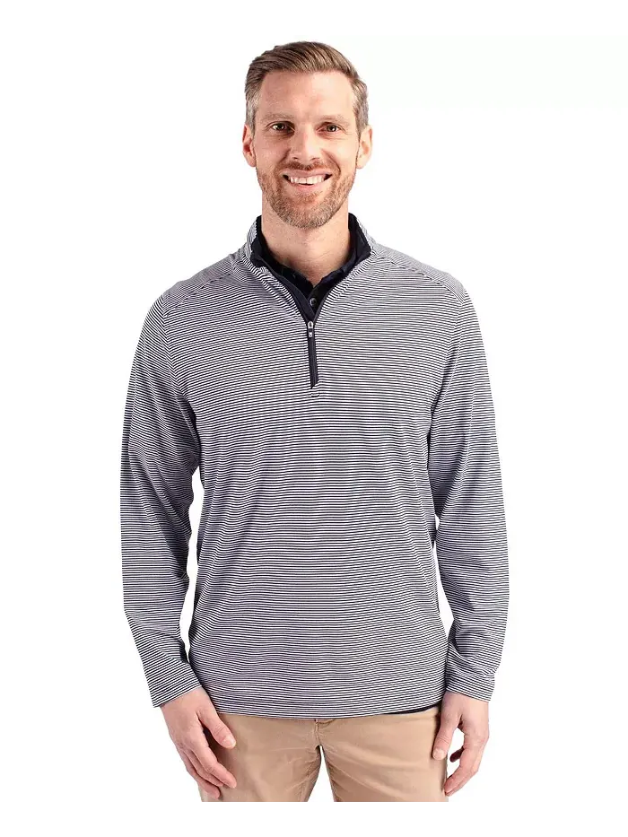 Куртка мужская Cutter Buck Virtue Eco Pique Micro Stripe Recycled с молнией до середины груди