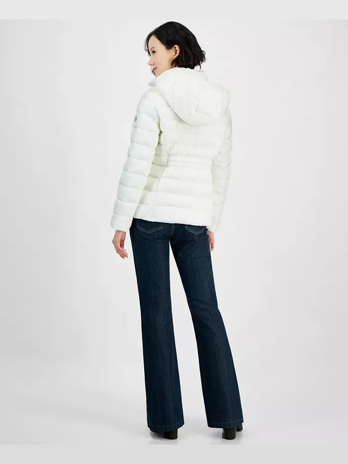 Женская утепленная куртка с капюшоном Packable Puffer на молнии Michael Kors — изображение 5 из 5, кость