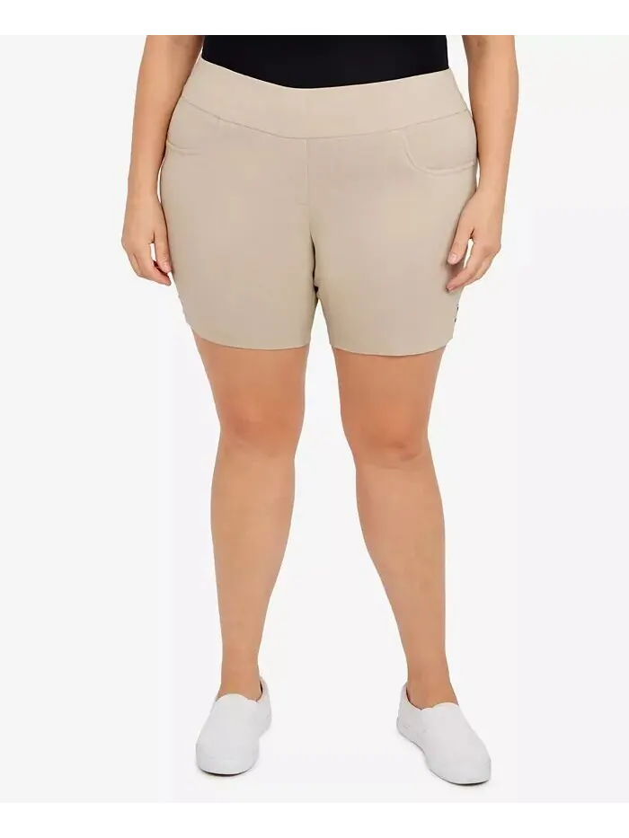 Шорты Plus Size Essentials однотонные из технической ткани с эластичным поясом HEARTS OF PALM — бежевый