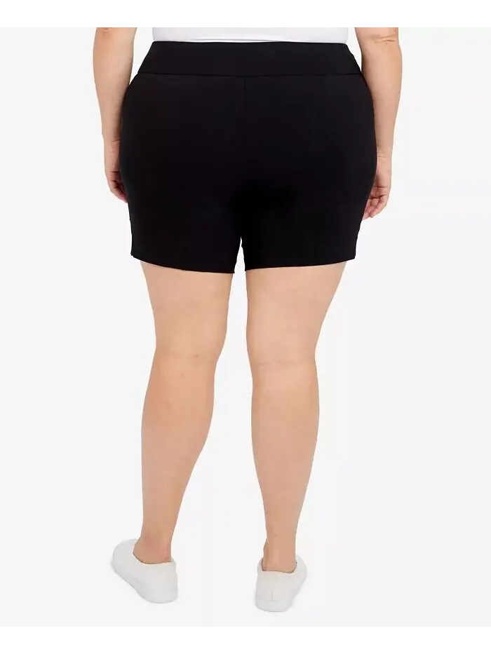 Шорты Plus Size Essentials однотонные из технической ткани с эластичным поясом HEARTS OF PALM — изображение 2 из 4, черный