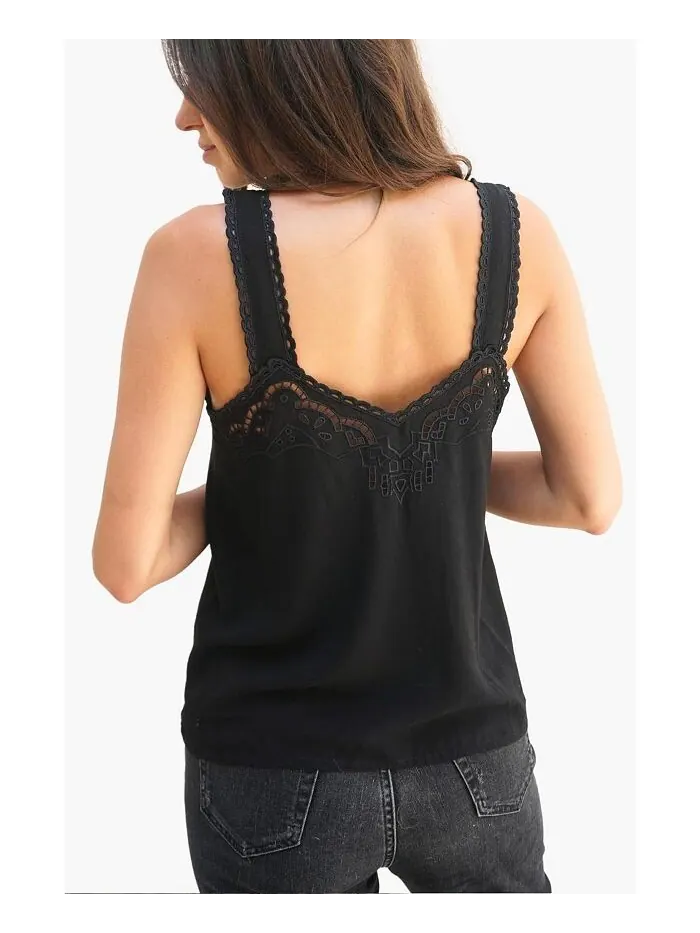 Женская майка Iris с вышивкой Paneros Clothing — изображение 2 из 3, черный