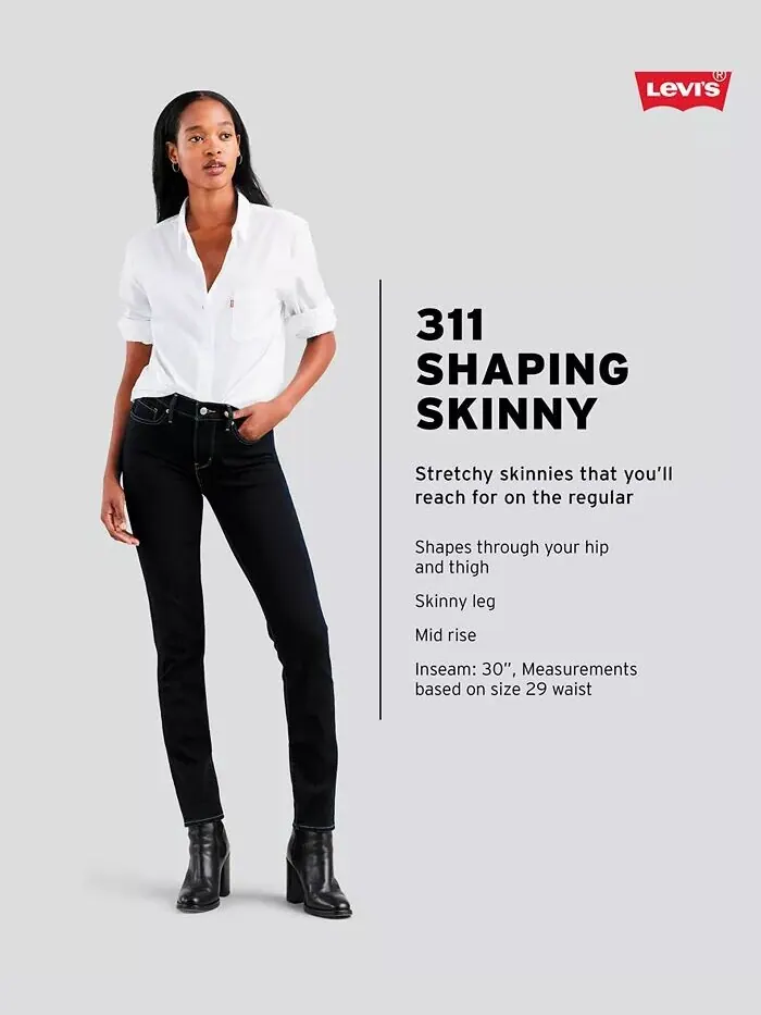 Женские джинсы Levi's 311 Mid Rise Shaping Skinny — изображение 4 из 4, черный