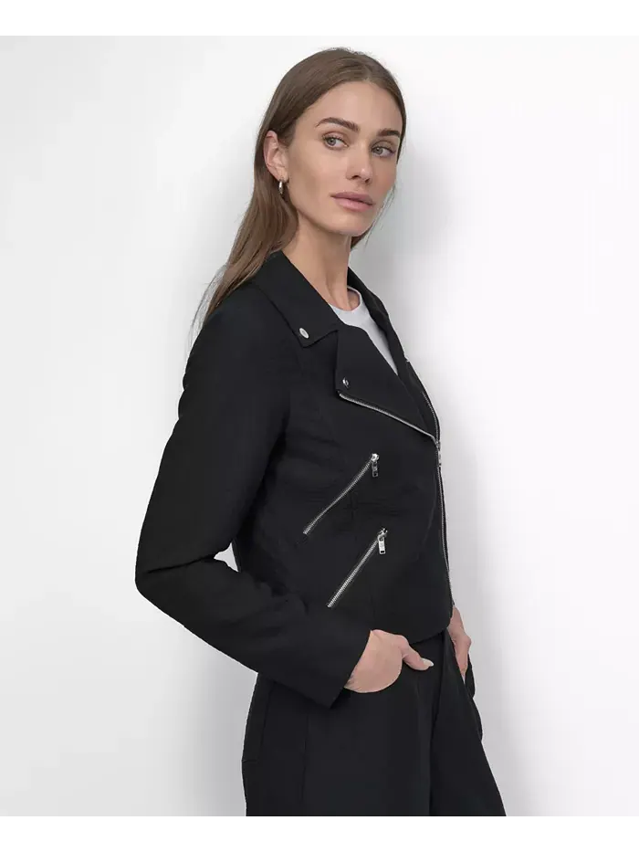 Женская куртка с молнией и фактурой "кринкл" DKNY — изображение 2 из 3, черный