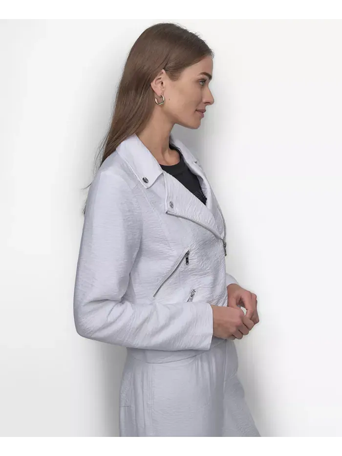 Женская куртка с молнией и фактурой "кринкл" DKNY — изображение 4 из 6, белый