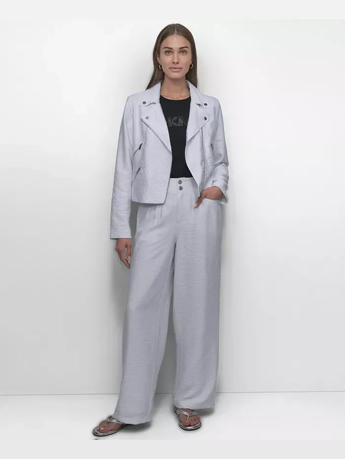 Женская куртка с молнией и фактурой "кринкл" DKNY — изображение 5 из 6, белый