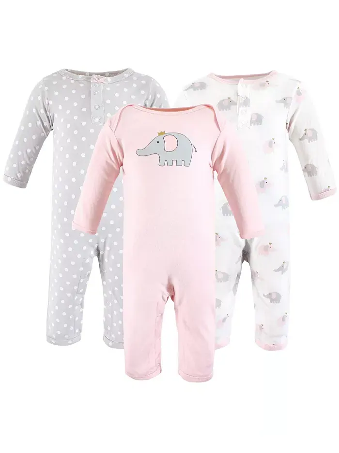 Детские комбинезоны Hudson из хлопка для девочек Hudson Baby — изображение 1 из 5, розовый серый